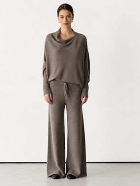 NWT JAKI London Relaxed Wide Leg Knit Pants Mink L/XL Made in Italy